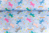 Stoffpaket French Terry + Bündchen French Terry mit Pferden, Fräulein von Julie, FVJ-2794, blau, pink