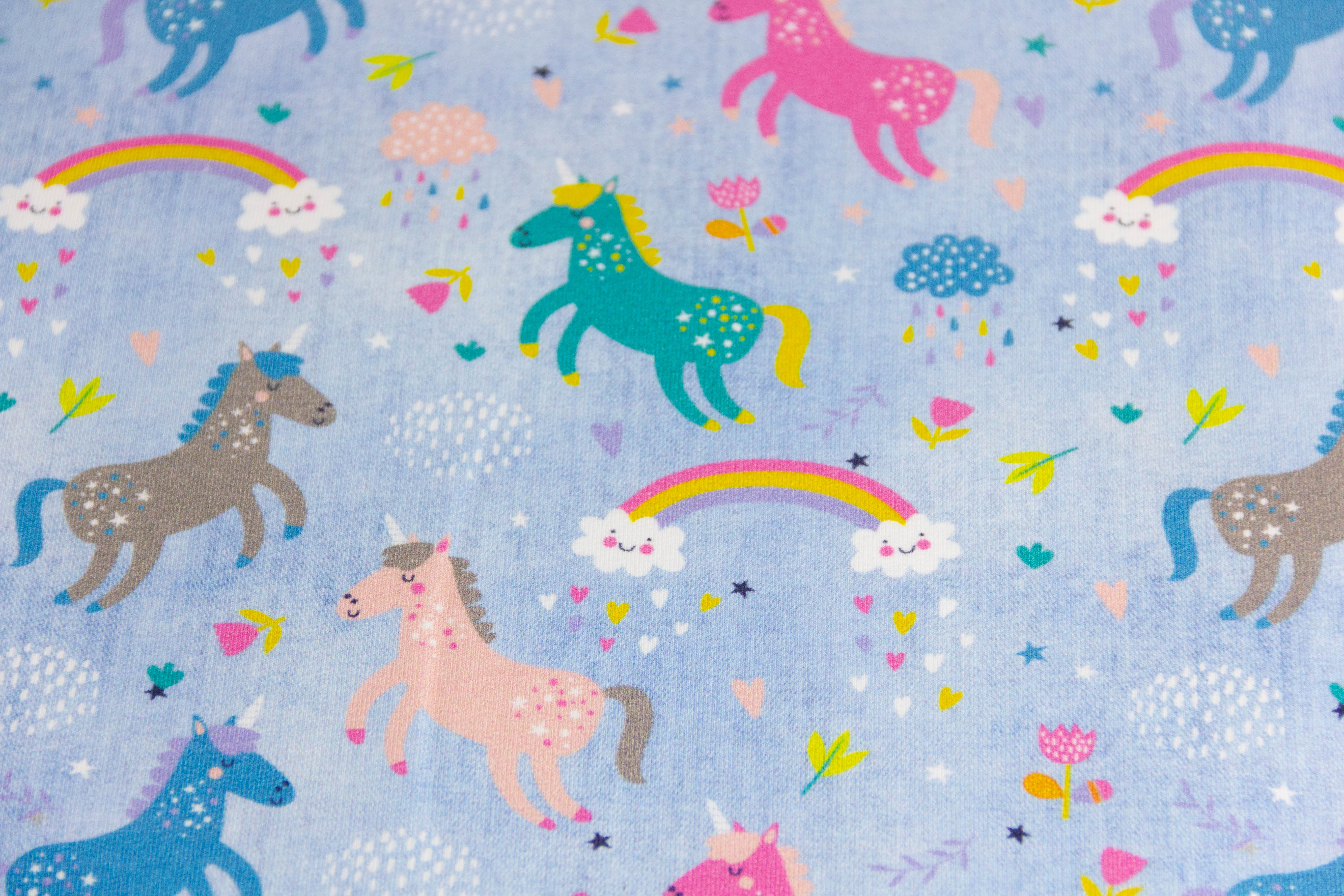 French Terry mit Pferden, Fräulein von Julie, FVJ-2794, jeansblau, 0,5 m