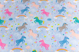 Stoffpaket French Terry + Bündchen French Terry mit Pferden, Fräulein von Julie, FVJ-2794, blau, pink