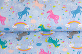 Stoffpaket French Terry + Bündchen French Terry mit Pferden, Fräulein von Julie, FVJ-2794, blau, pink