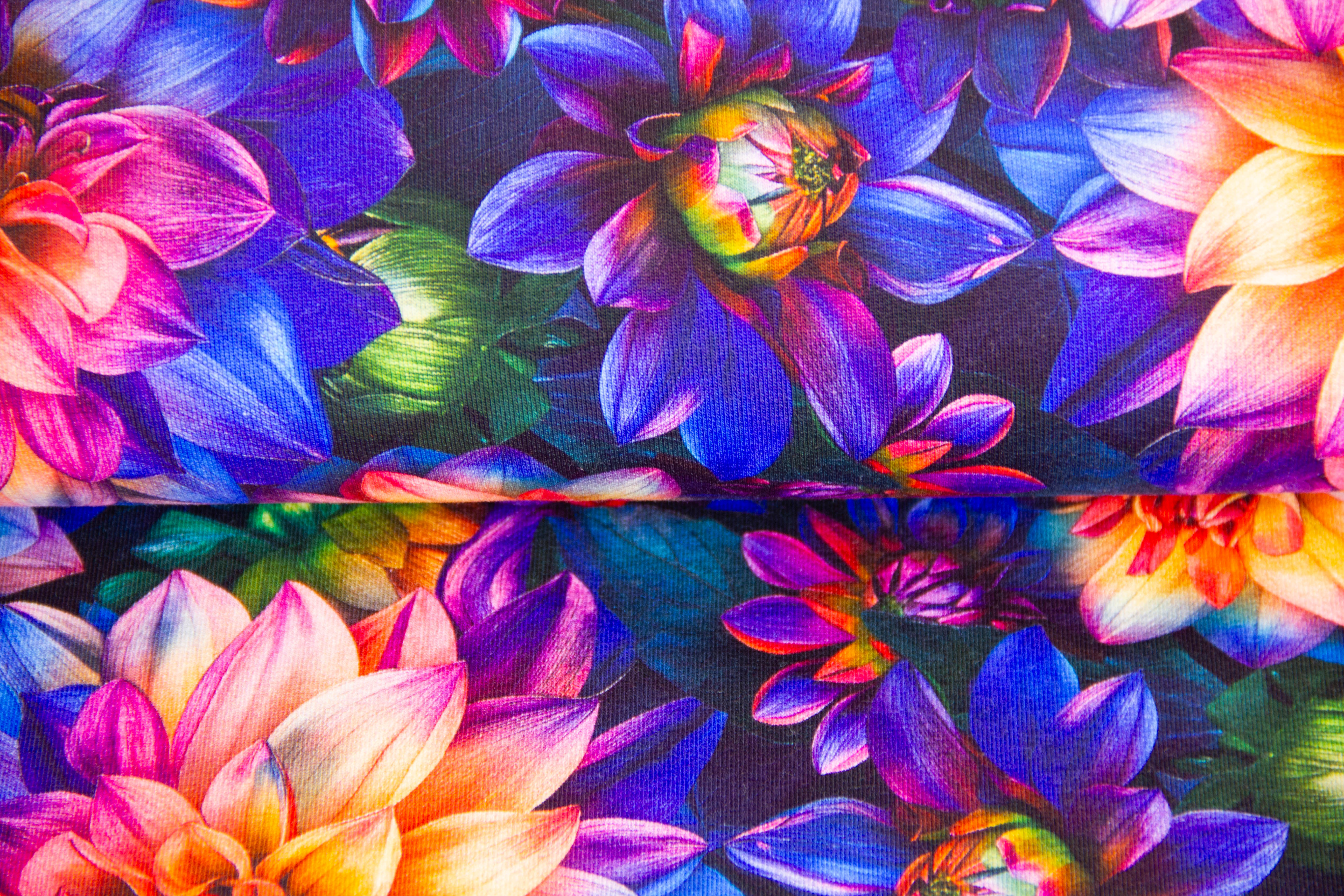 French Terry, Digital Print, Full Floral Multicolor, Blumen, 0,5 m