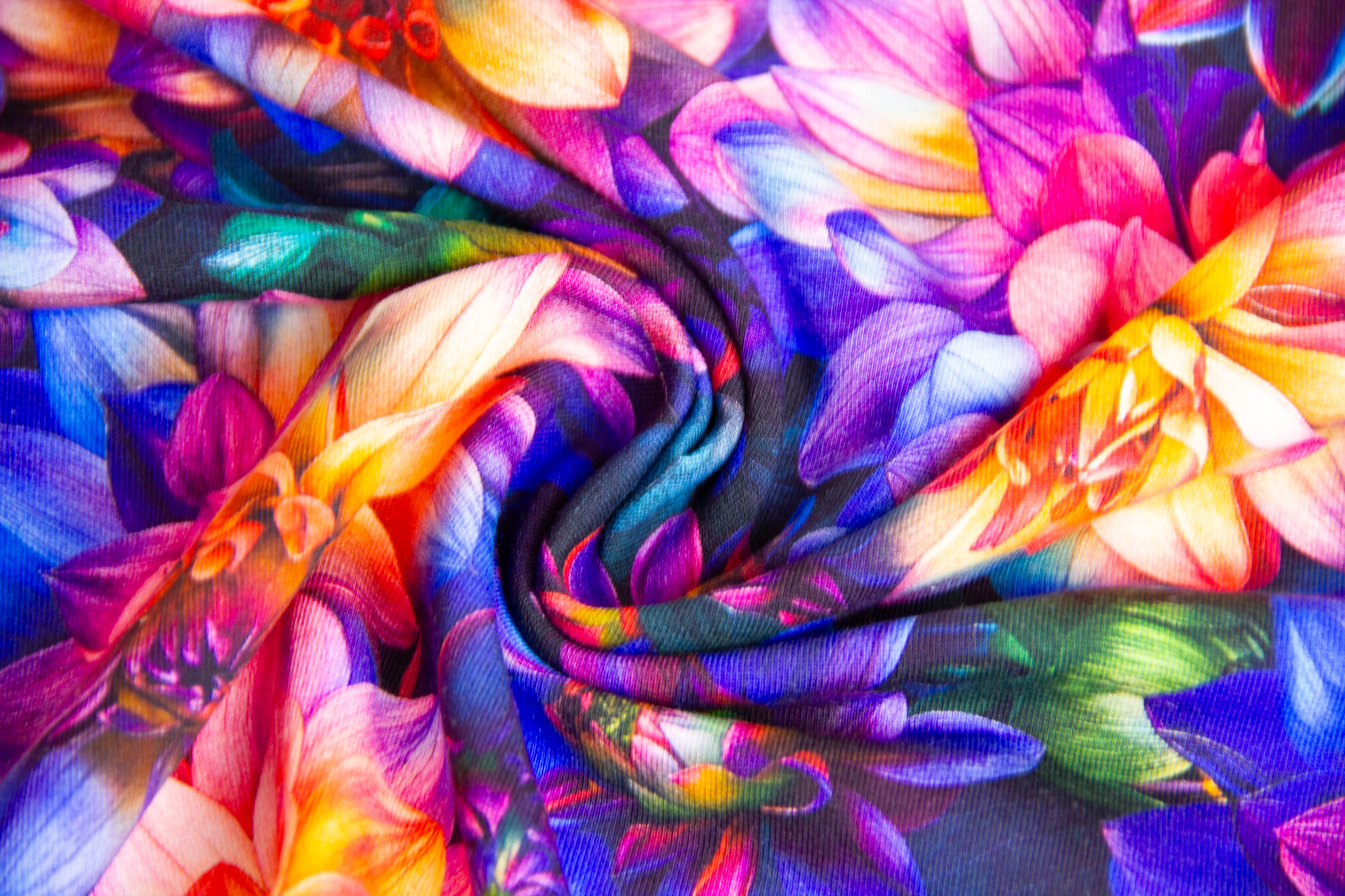 French Terry, Digital Print, Full Floral Multicolor, Blumen, 0,5 m
