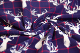 French Terry mit Hirschen, blau, rot, 0,5 m