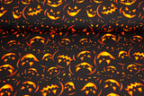 French Terry mit Halloween Kürbissen, Oekotex, schwarz, orange, 0,5 m
