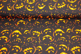 French Terry mit Halloween Kürbissen, Oekotex, schwarz, orange, 0,5 m