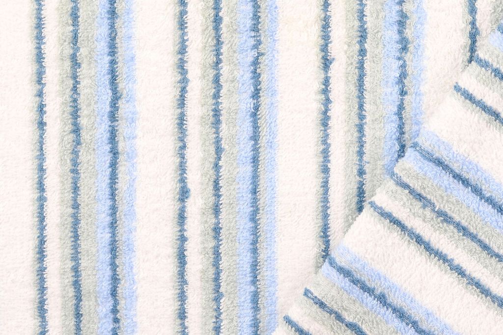 Frottee, Baumwolle, mit Streifen, blau, weiß, 0,5 m
