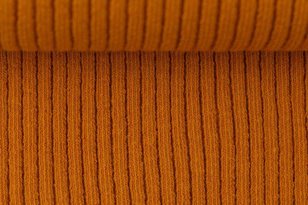 Restmenge 24 cm Grobstrickbündchen "Heiko", Strickschlauch, ocker