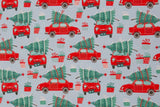 Sweat "Holly" mit Autos und Tannenbäumen, Weihnachten, angeraut, hellblau, 0,5 m