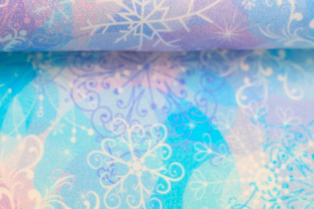 Alpenfleece "Isla" mit Schneeflocken, Swafing, türkis, lila, 0,5 m