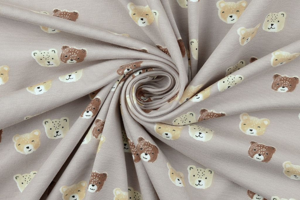 Jersey mit Bären, taupe, 0,5 m