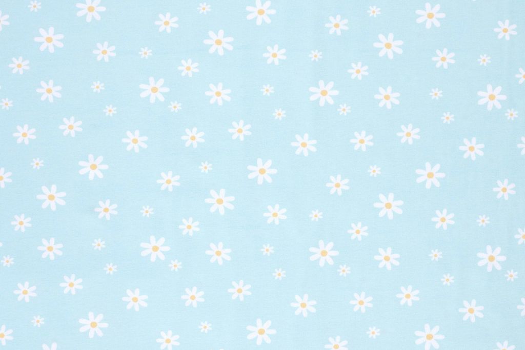 Jersey mit Blumen, hellblau, 0,5 m