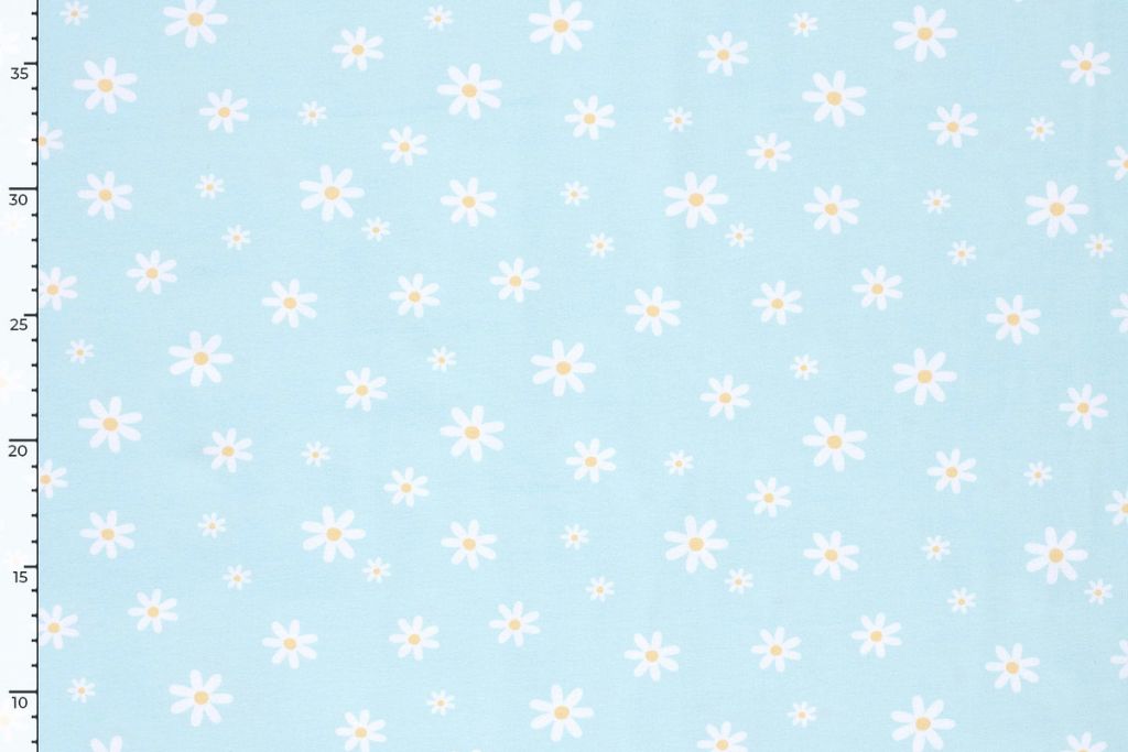Jersey mit Blumen, hellblau, 0,5 m