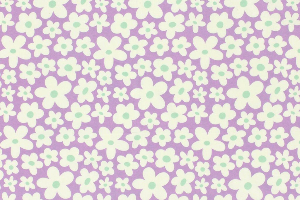 Jersey mit Blumen, lavendel, 0,5 m