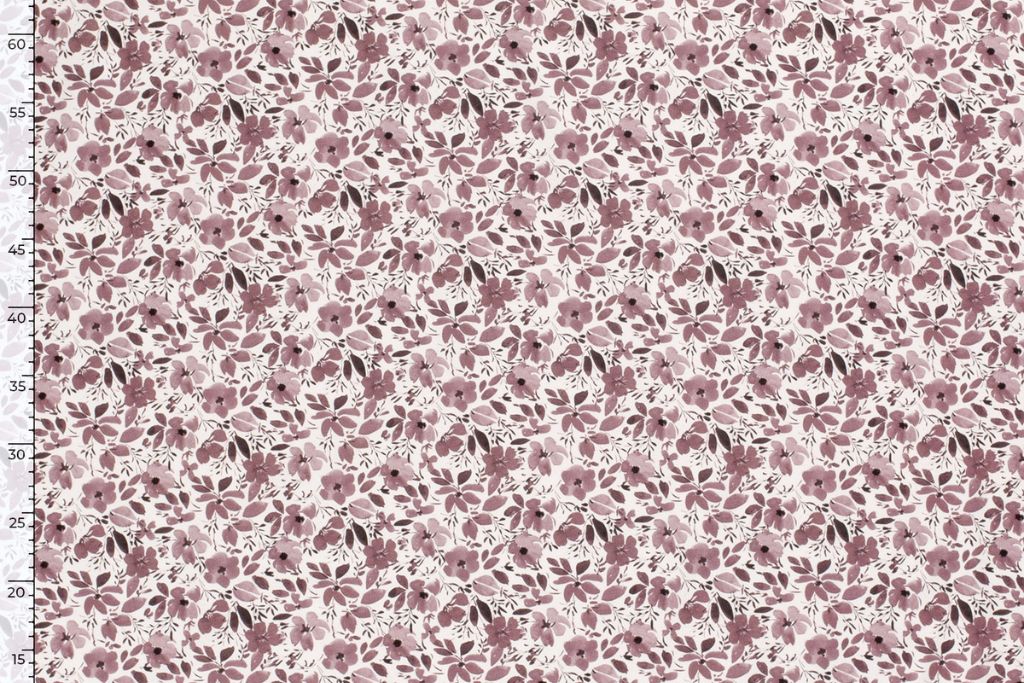 Jersey mit Blumen, Oekotex, wollweiß, malve, 0,5 m