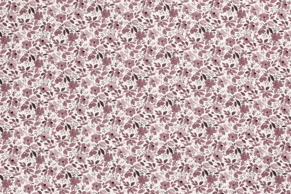 Jersey mit Blumen, Oekotex, wollweiß, malve, 0,5 m