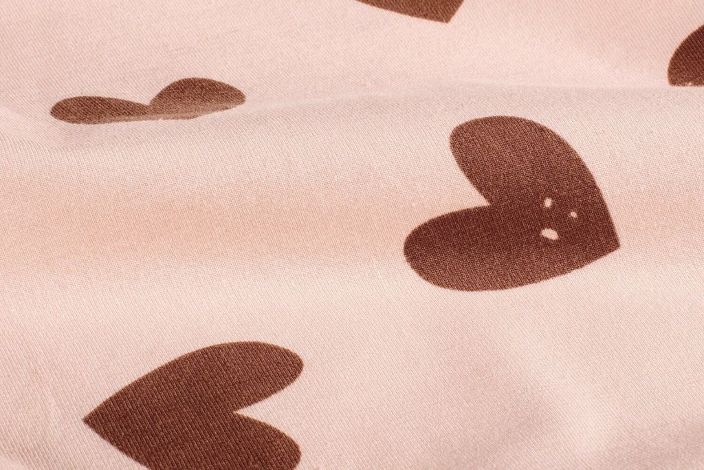 Stoffpaket Jersey + Bündchen mit Herzen, altrosa, kupfer