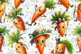 Jersey digital, Cute Carrots, weiß, 0,5 m