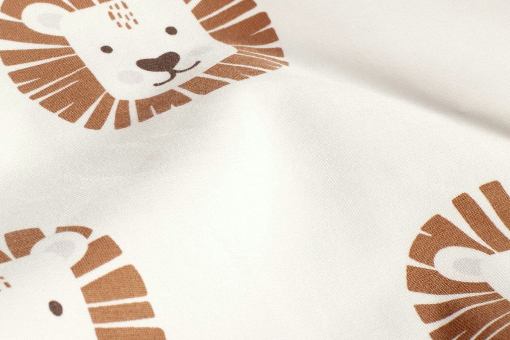 Jersey mit Löwen, Oekotex, wollweiß, ocker, 0,5 m