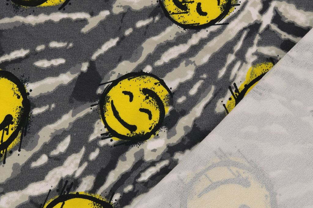 French Terry Smiley, Graffiti, grau, 0,5 m