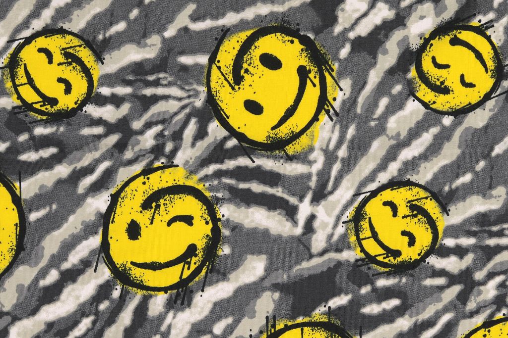 French Terry Smiley, Graffiti, grau, 0,5 m