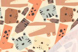 Jersey mit Tieren, beige, apricot, 0,5 m