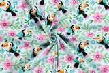 Jersey mit Vögeln, Tukan, hellblau, 0,5 m