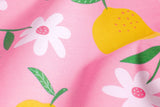 Stoffpaket Jersey + Bündchen mit Zitronen, rosa, weiß