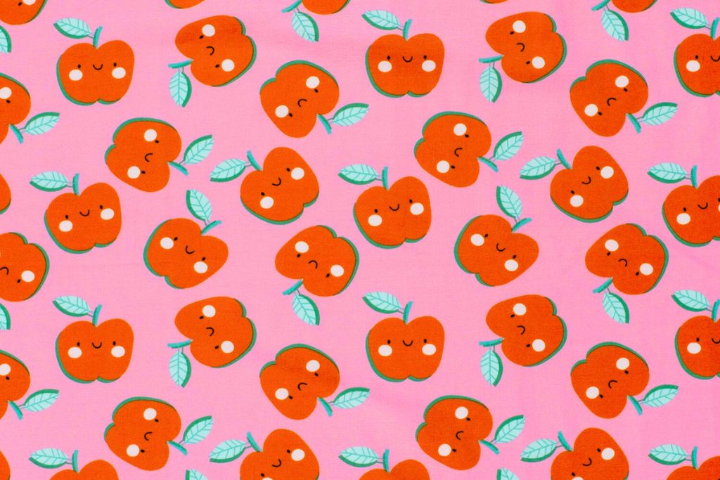 Jersey mit Äpfeln, rosa, 0,5 m