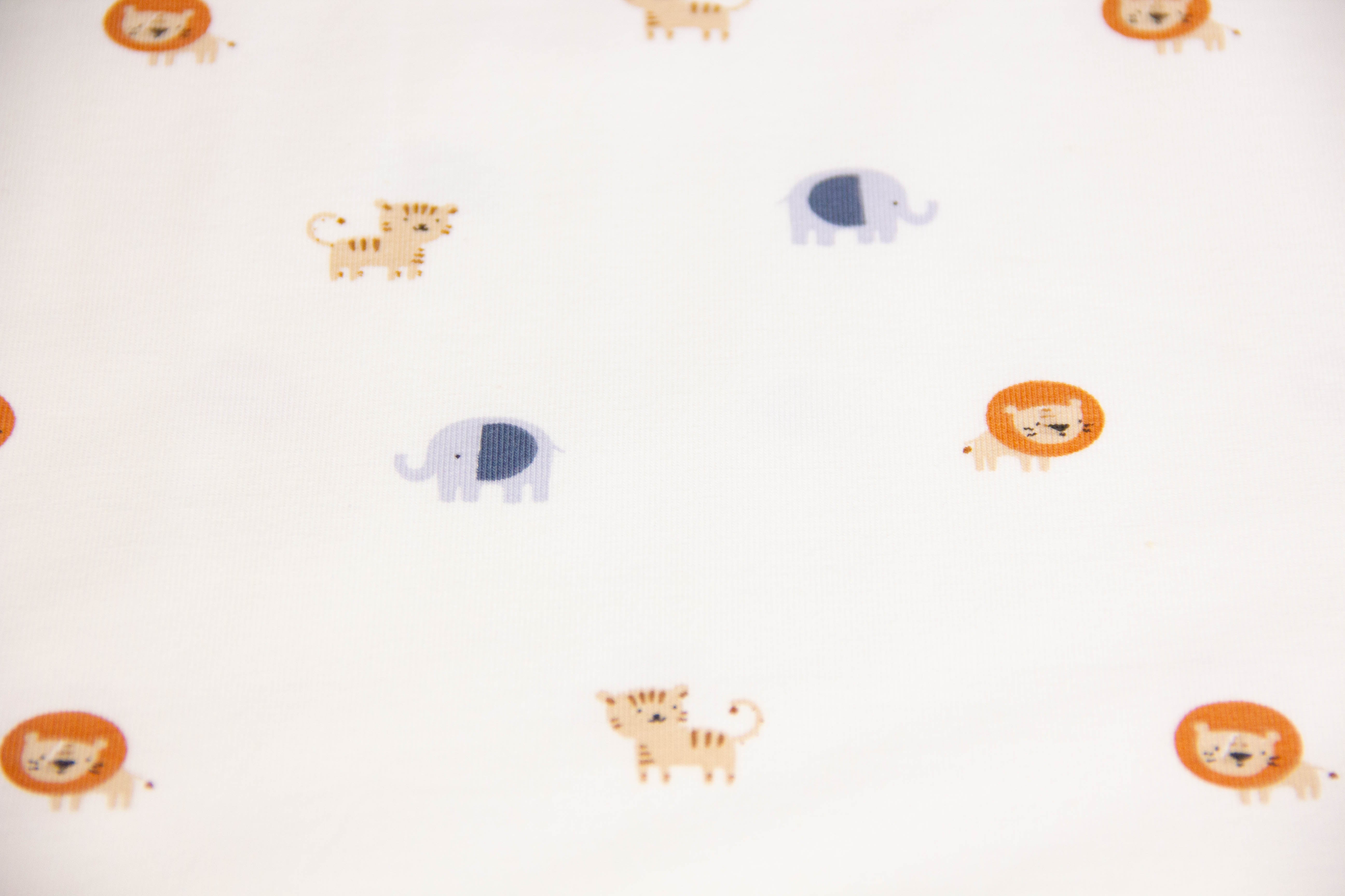 Jersey mit kleinen Safari Tieren, ecru, 0,5 m