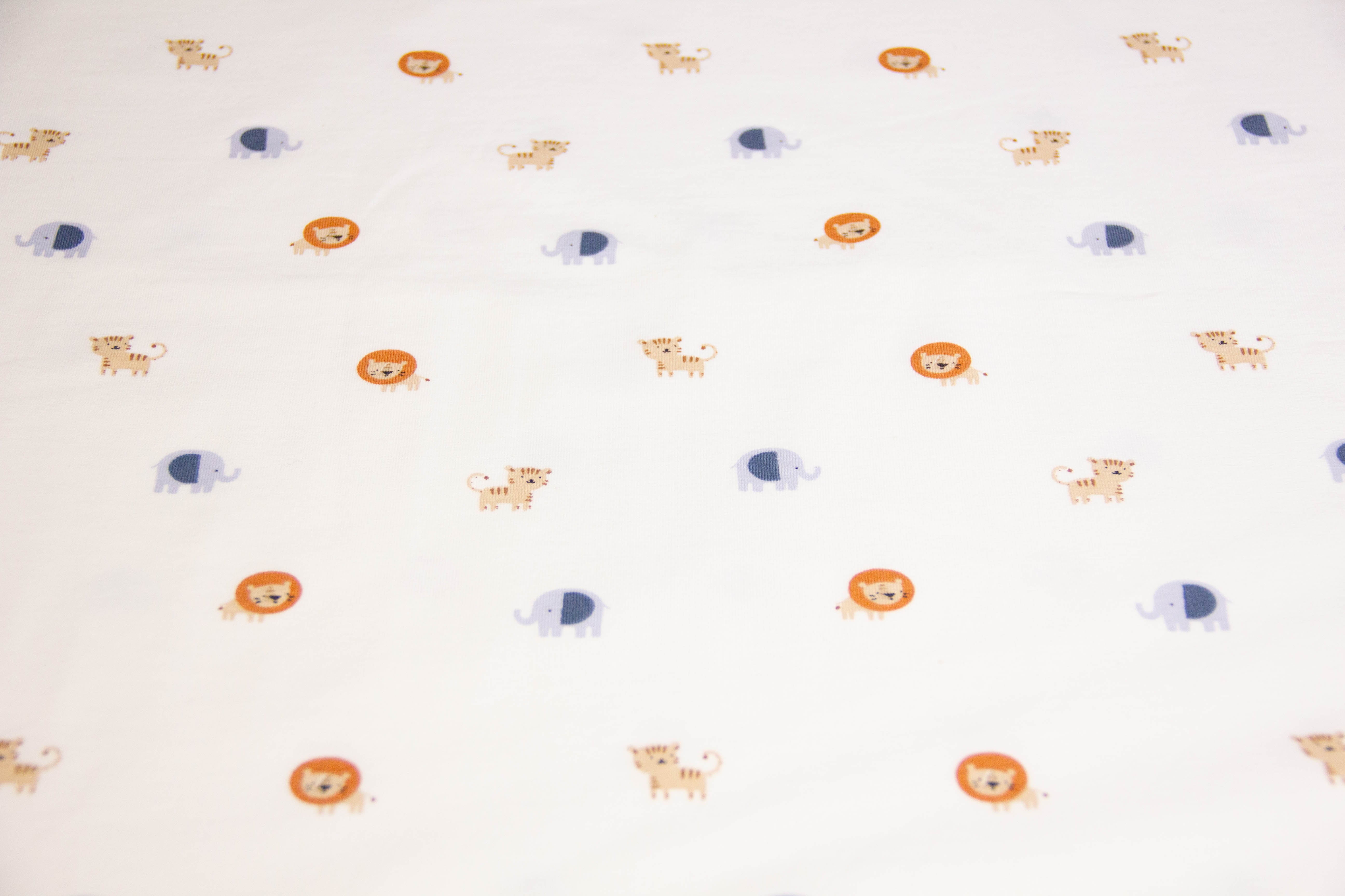 Jersey mit kleinen Safari Tieren, ecru, 0,5 m