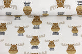 Stoffpaket Jersey + Bündchen mit Elchen, Fräulein von Julie, beige, marine