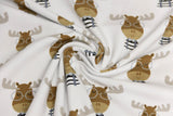 Stoffpaket Jersey + Bündchen mit Elchen, Fräulein von Julie, beige, marine