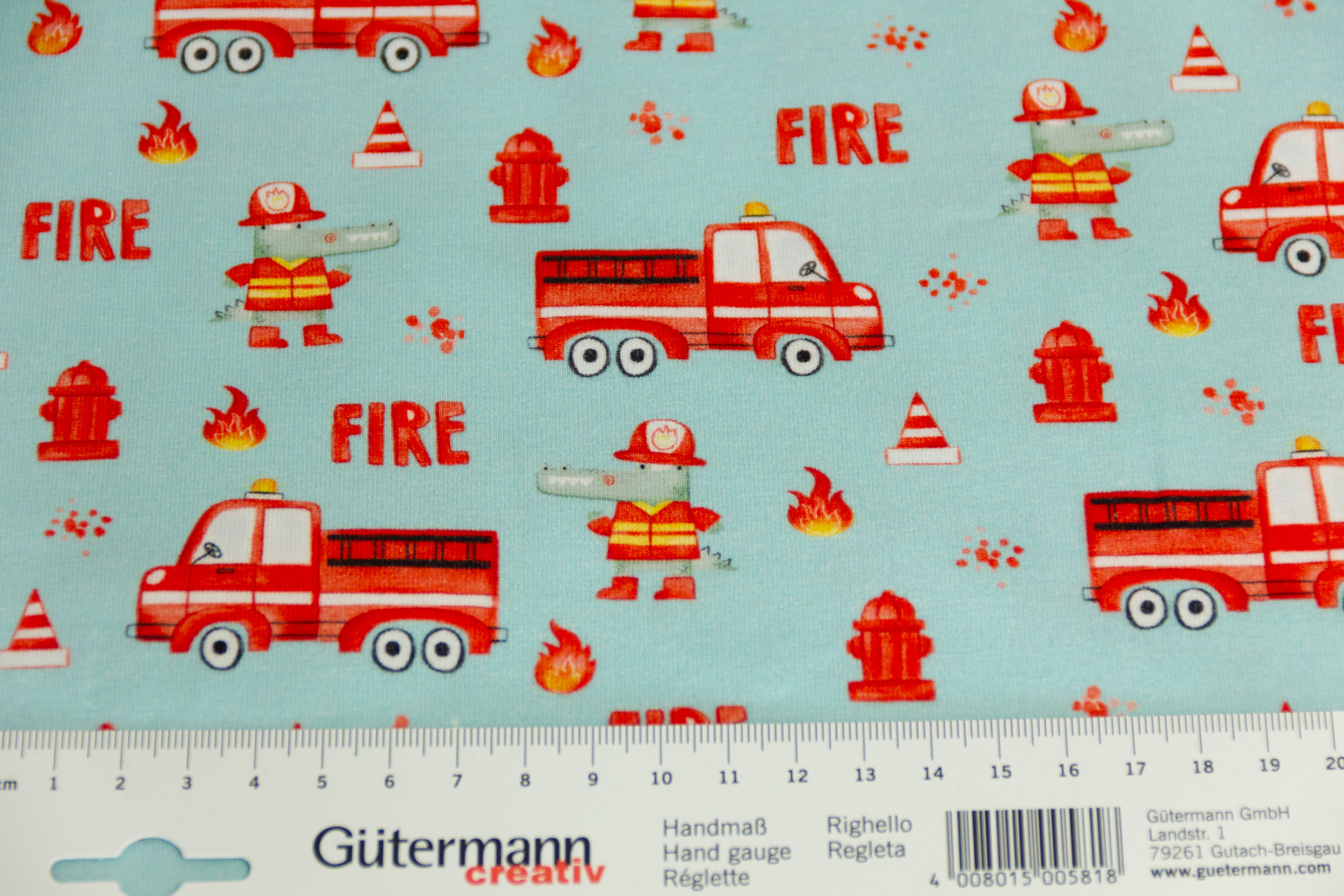 Jersey Feuerwehr mit Krokodilen, hellmint, 0,5 m