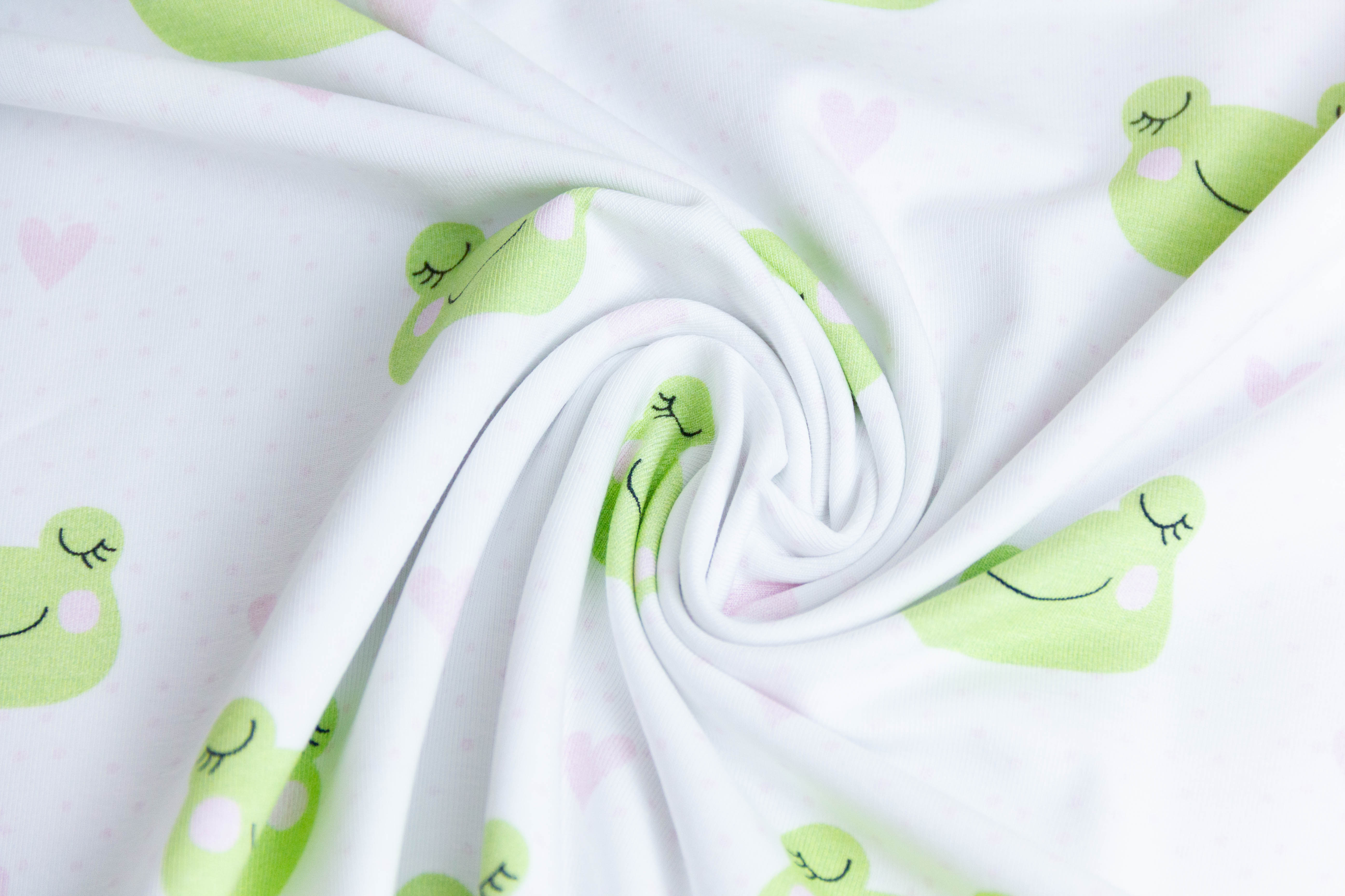 Stoffpaket Jersey + Bündchen Jersey mit Fröschen, Fräulein von Julie, ecru, rosa