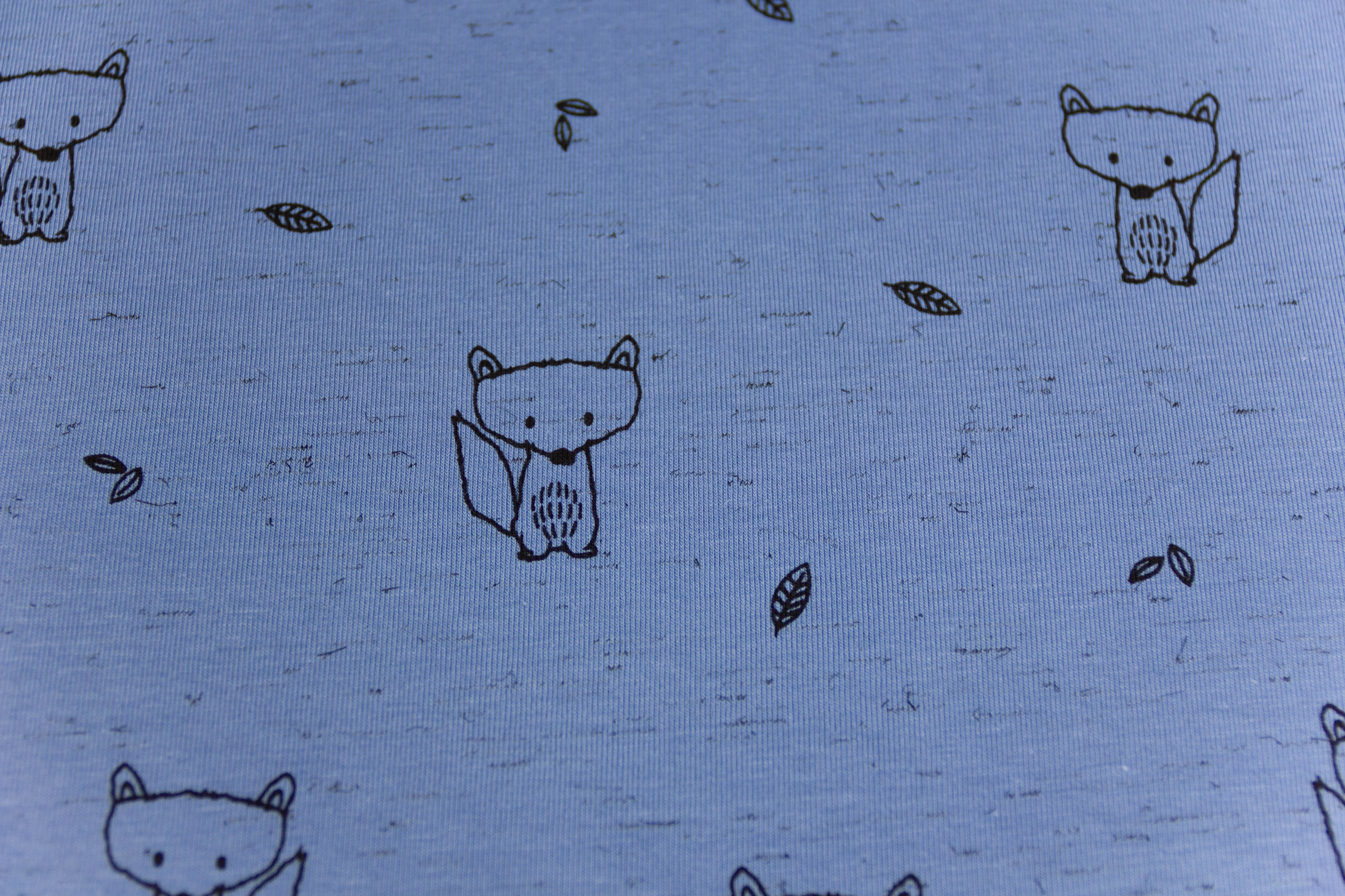 Jersey mit Füchsen, jeansblau, 0,5 m