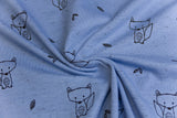 Jersey mit Füchsen, jeansblau, 0,5 m