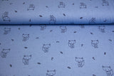 Jersey mit Füchsen, jeansblau, 0,5 m