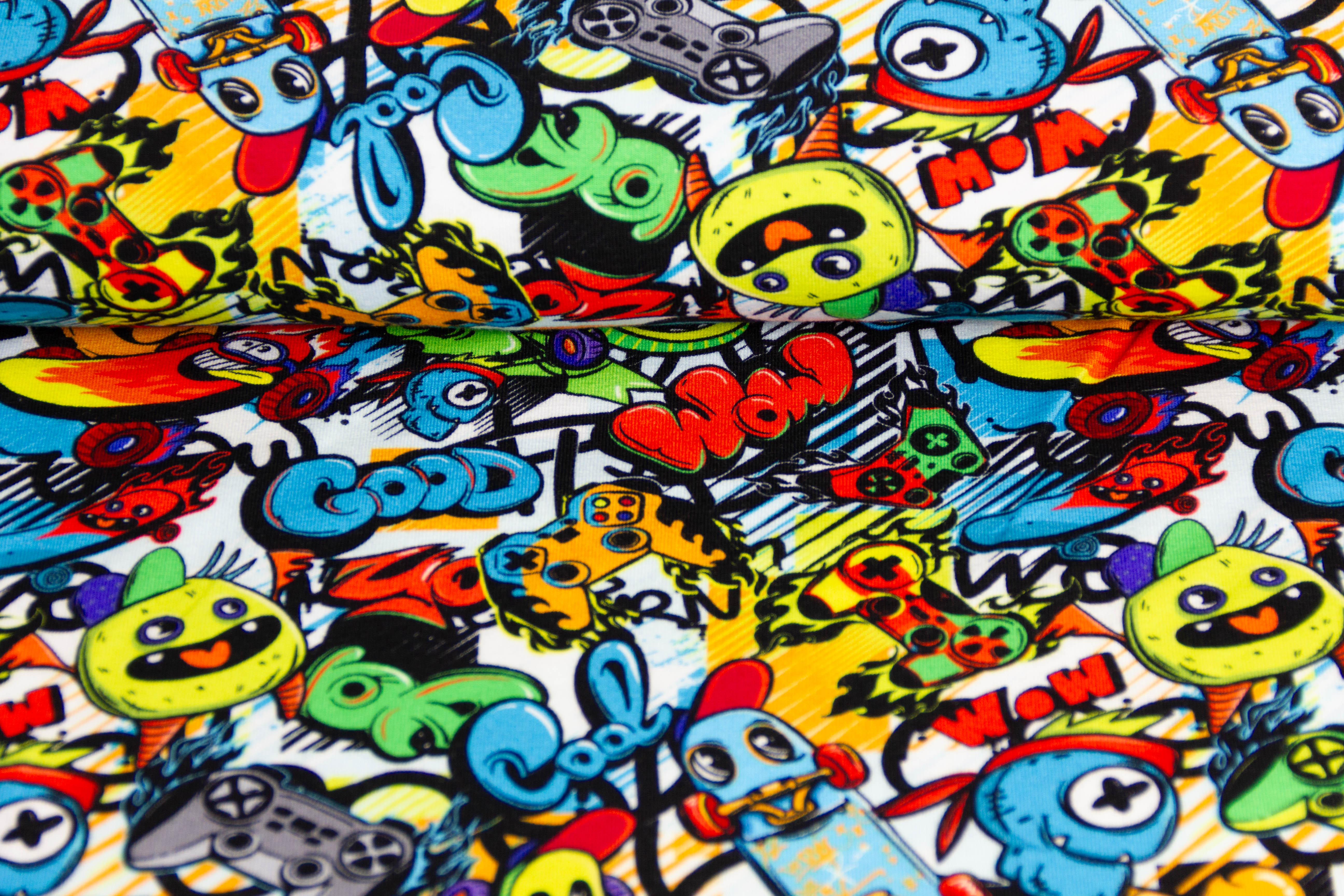Restmenge 80 cm Jersey Graffiti, bunt