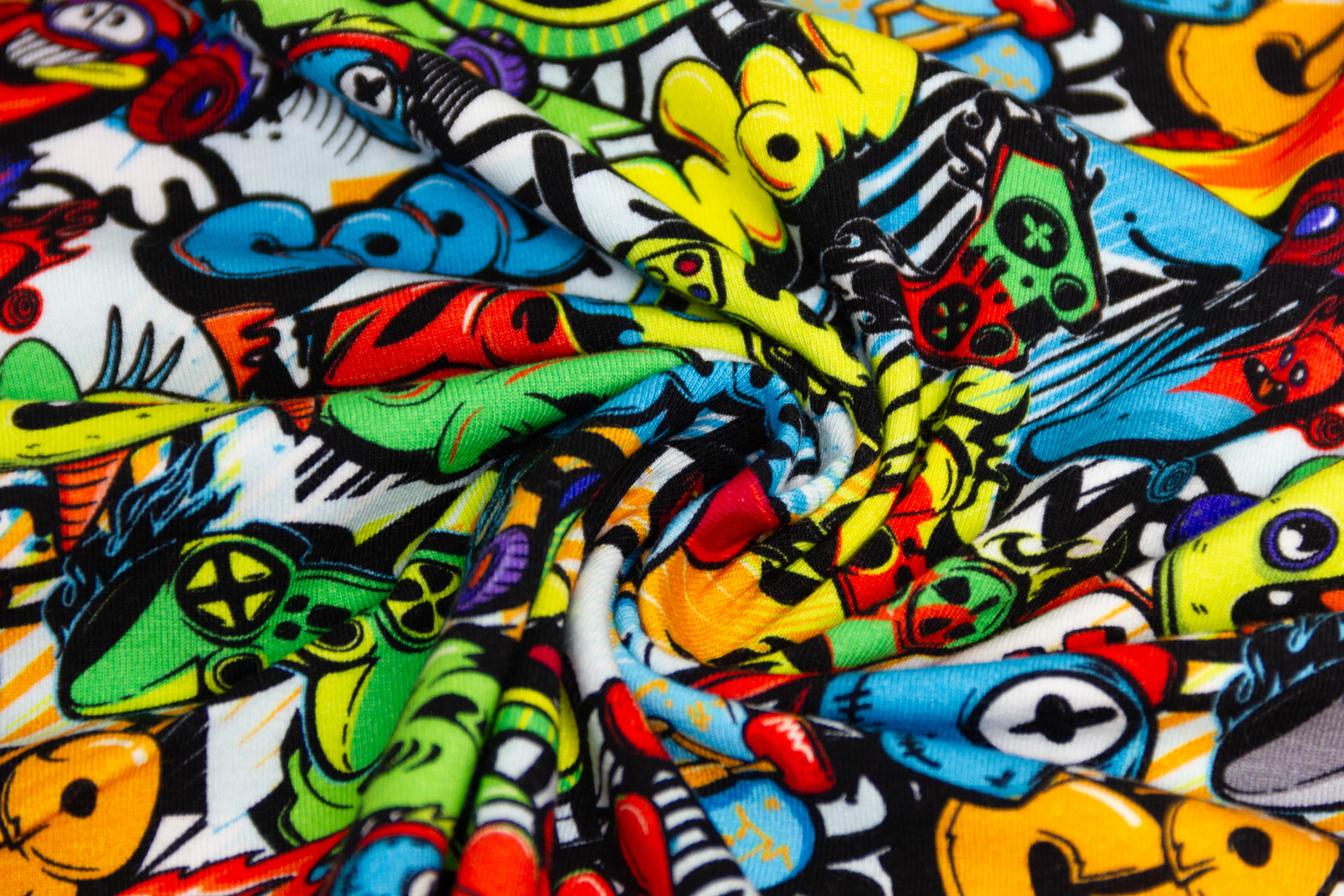 Restmenge 80 cm Jersey Graffiti, bunt