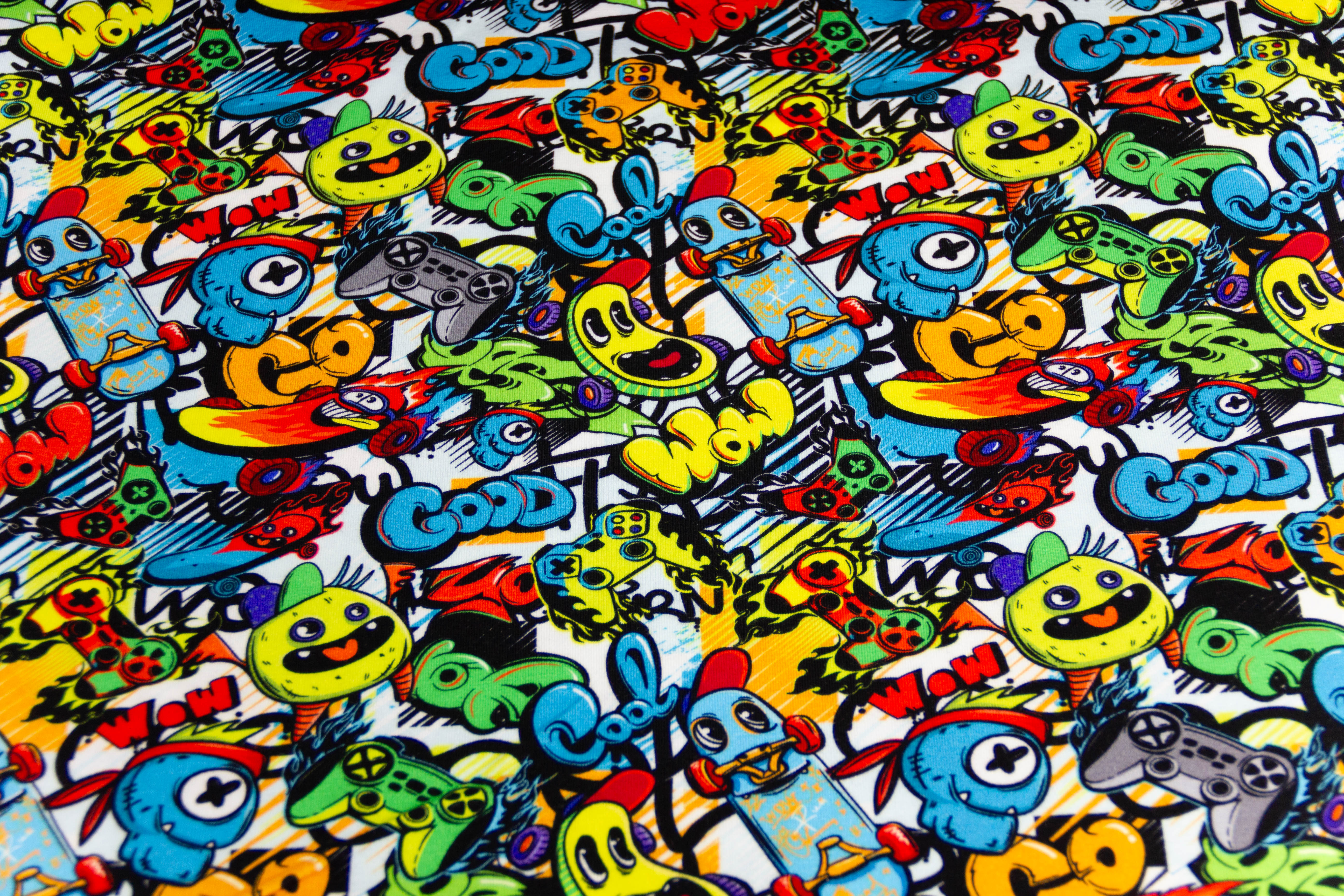 Restmenge 80 cm Jersey Graffiti, bunt