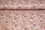 Jersey mit Kolibris und Blumen, altrosa, 0,5 m