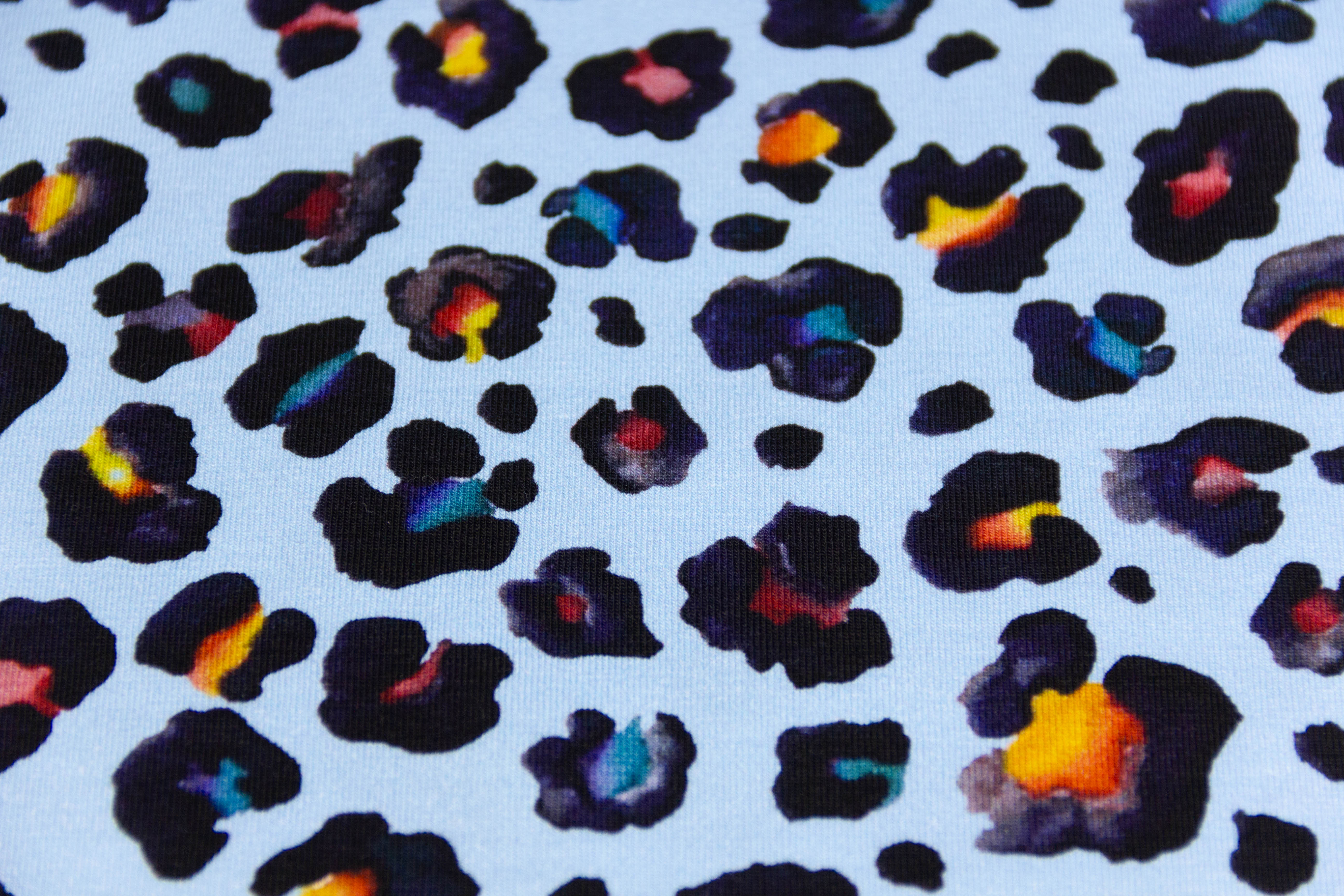 Jersey Leoprint, hellblau, 0,5 m