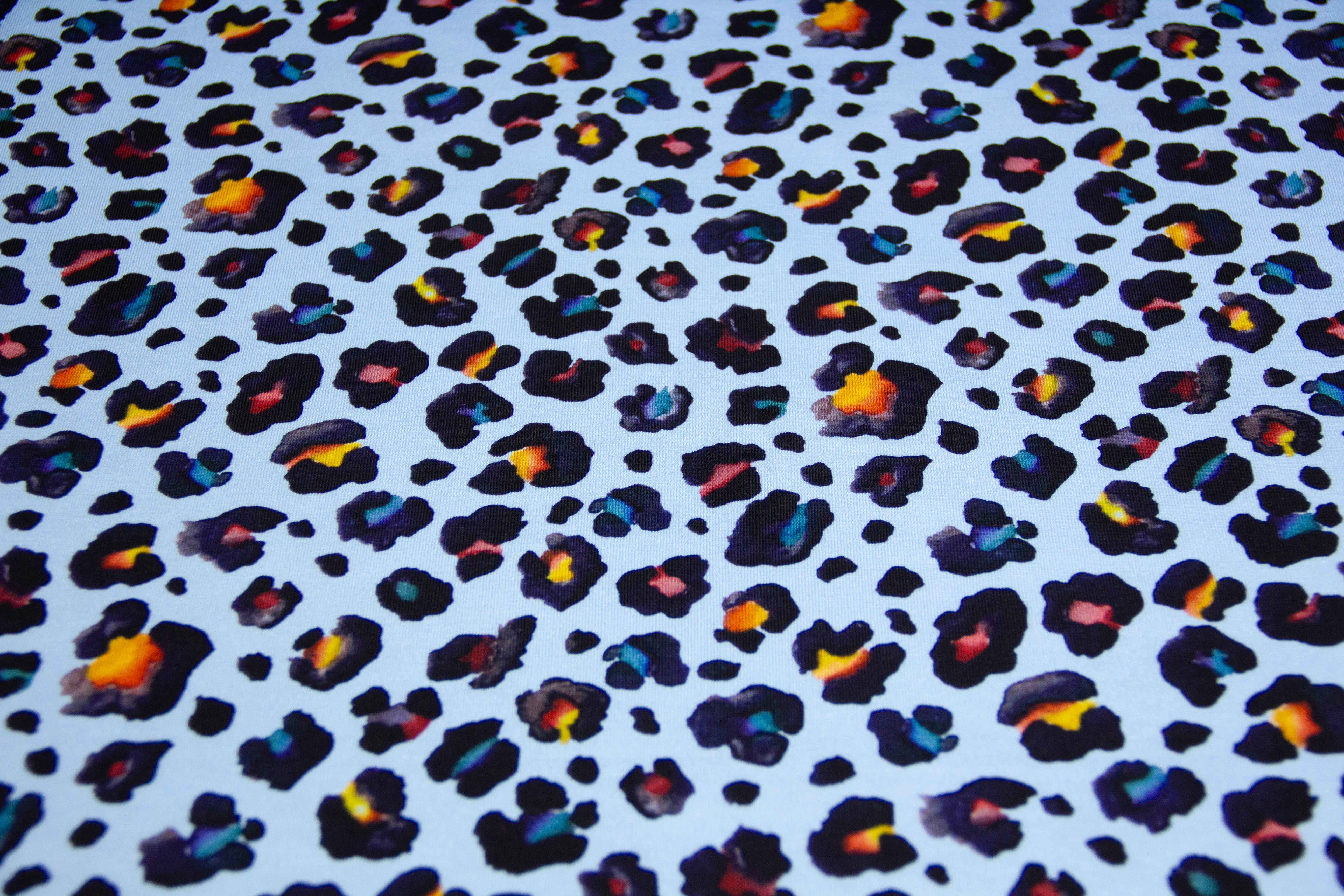 Jersey Leoprint, hellblau, 0,5 m