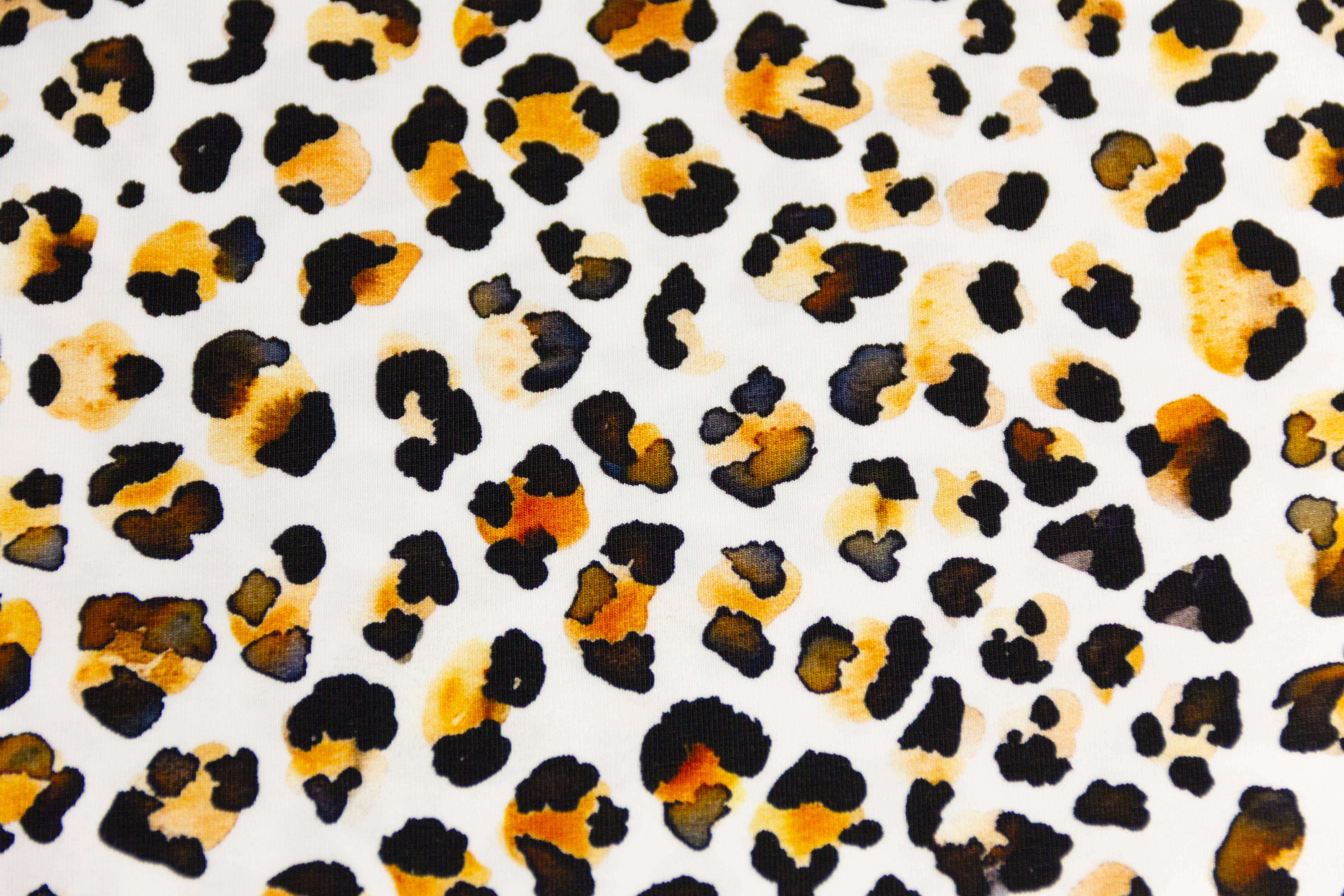 Stoffpaket Jersey + Bündchen Jersey mit Leo Print, Fräulein von Julie, weiß, ocker