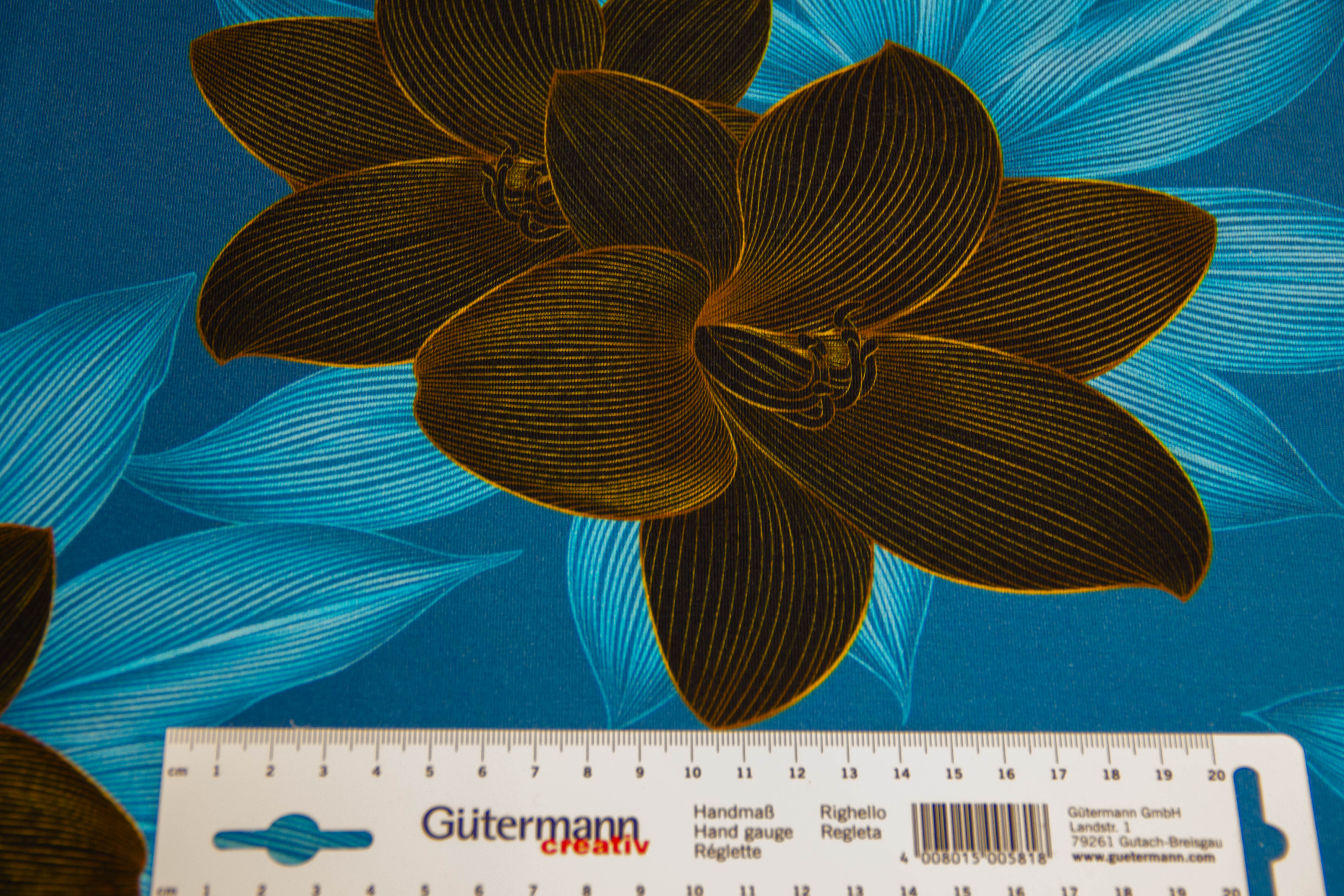 Jersey mit Lilien, poseidon blau, 0,5 m
