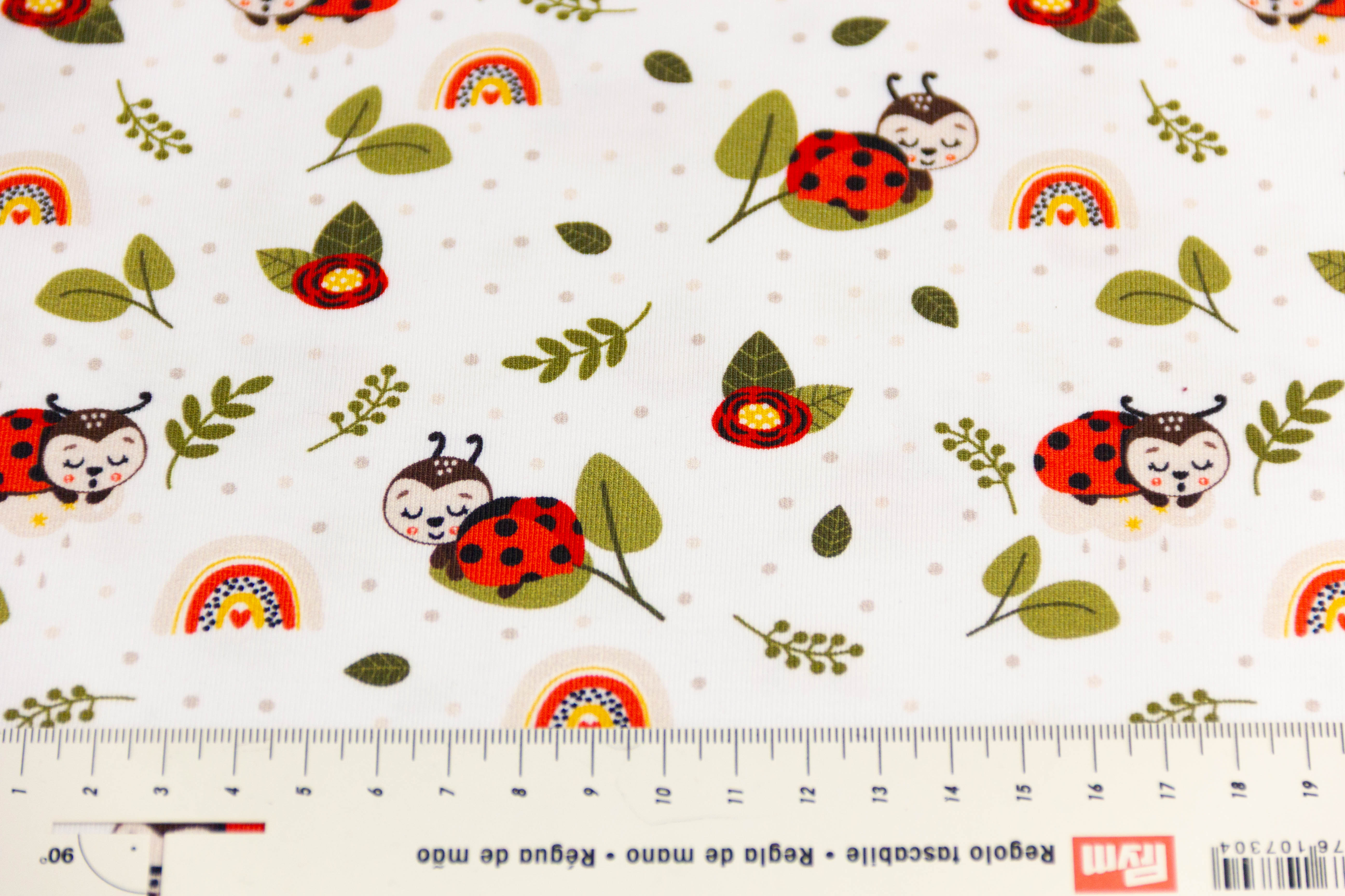 Jersey mit Marienkäfer, weiß, Artikel-Nr. FVJ-3681, Fräulein von Julie, 0,5 m