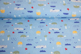 Jersey mit Meerestieren, maritim, Oekotex, hellblau, 0,5 m