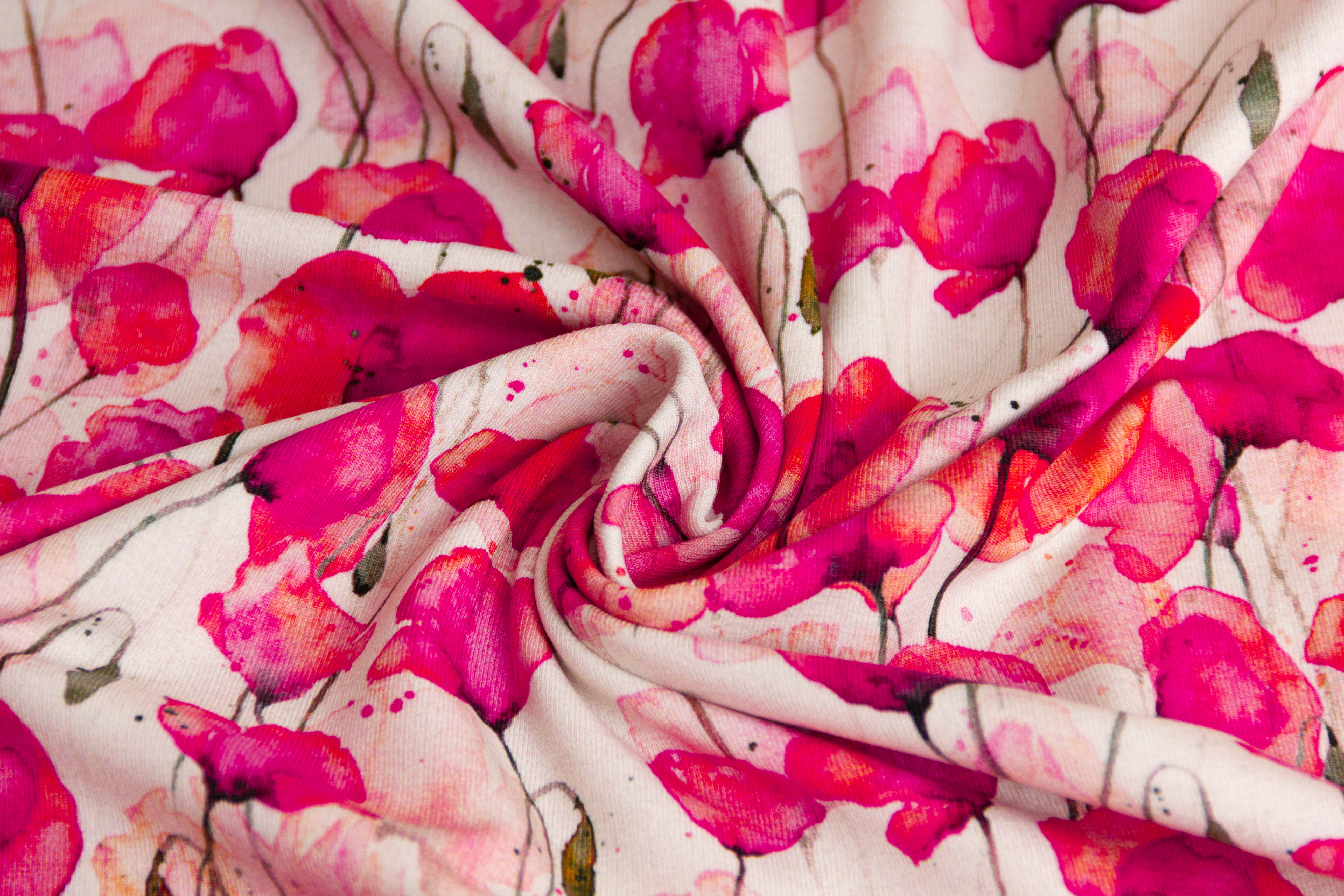 Jersey mit Mohnblumen, ecru, Artikel-Nr. FVJ-4395, Fräulein von Julie, 0,5 m
