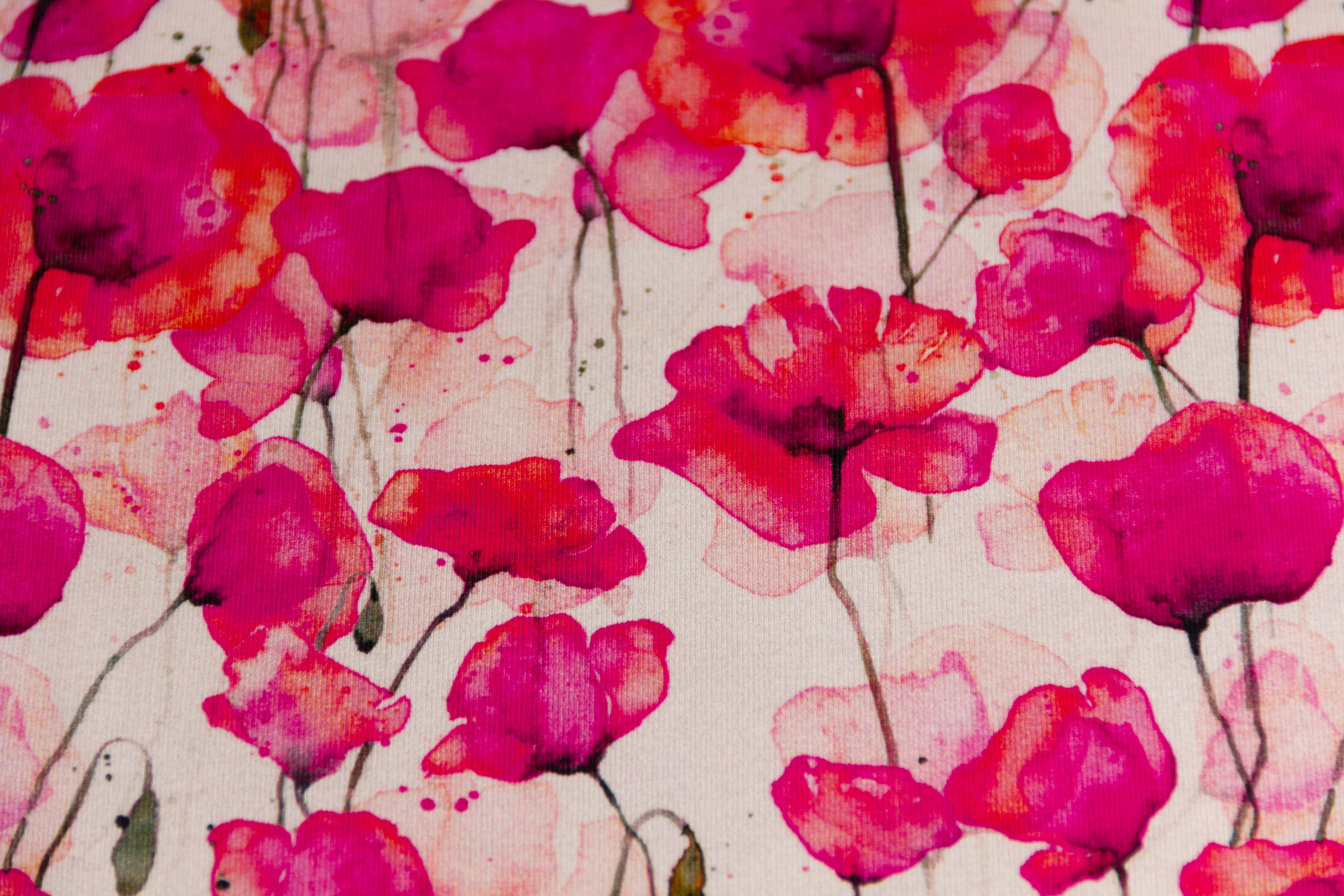 Jersey mit Mohnblumen, ecru, Artikel-Nr. FVJ-4395, Fräulein von Julie, 0,5 m