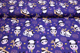 Stoffpaket Jersey + Bündchen mit Pandas, blau, beere